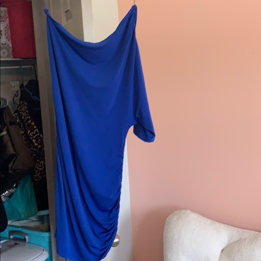 One shoulder Blue Dress